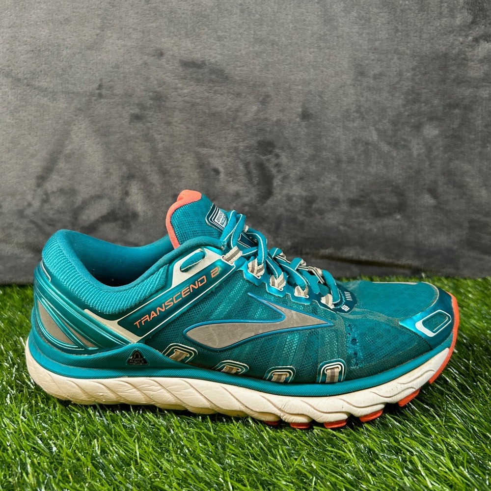 Brooks Transcend 2 Running Shoes Womens size 7 Teal Orange Super DNA Cushioning